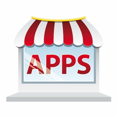 pc store - Icon of a shop window with "apps" word Stock Photo - Budget Royalty-Free & Subscription, Code: 400-05676035