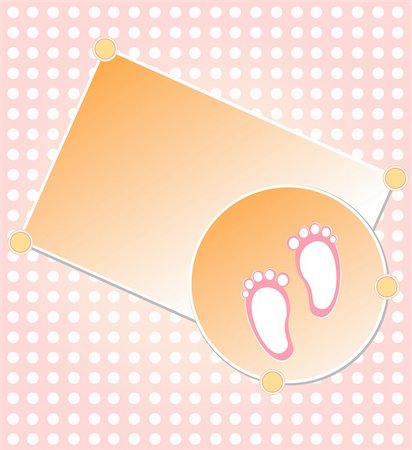 designs for new born baby cards - Baby girl arrival announcement card background vector Stock Photo - Budget Royalty-Free & Subscription, Code: 400-05676584