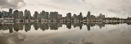 stanley cities photo - Vancouver BC Canada Waterfront Skyline Reflection from Stanley Park Panorama Photographie de stock - Aubaine LD & Abonnement, Code: 400-05676603