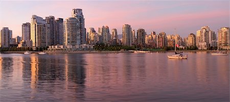 Vancouver BC Canada Skyline along False Creek at Dusk Panorama Stock Photo - Budget Royalty-Free & Subscription, Code: 400-05676612