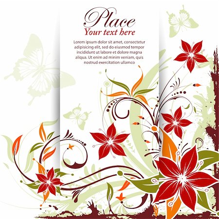 simsearch:400-04869919,k - Grunge decorative floral frame with butterfly, element for design, vector illustration Stock Photo - Budget Royalty-Free & Subscription, Code: 400-05676726