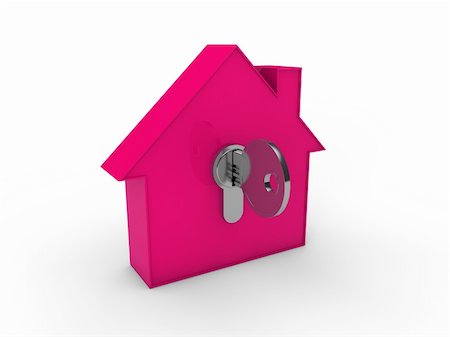 simsearch:400-07061230,k - sécurité de clé immobilier maison rose maison 3D Photographie de stock - Aubaine LD & Abonnement, Code: 400-05676757