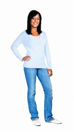 simsearch:400-05677069,k - Confident black woman standing isolated on white background Fotografie stock - Microstock e Abbonamento, Codice: 400-05677067