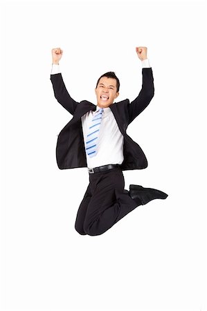 simsearch:400-06091141,k - happy businessman jumping and isolated on white background Photographie de stock - Aubaine LD & Abonnement, Code: 400-05677406