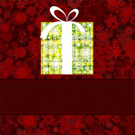 simsearch:400-08262734,k - Gift box made from white snowflakes on red background card. EPS 8 vector file included Stockbilder - Microstock & Abonnement, Bildnummer: 400-05677444