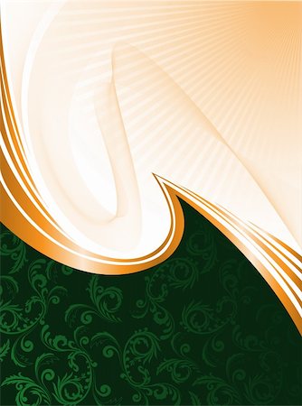 simsearch:400-06085307,k - abstract green background with ornament and orange waves Photographie de stock - Aubaine LD & Abonnement, Code: 400-05677530