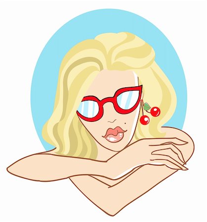 Blonde girl with glasses. Vector illustration Stock Photo - Budget Royalty-Free & Subscription, Code: 400-05677734