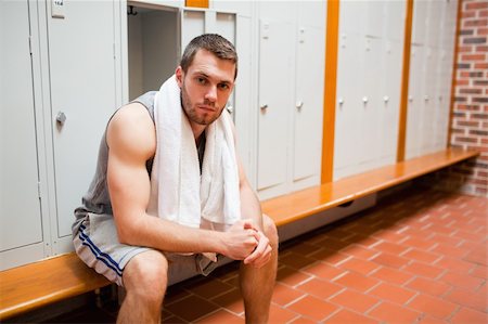 simsearch:400-04256139,k - Handsome young sports student sitting on a bench with a towel Stock Photo - Budget Royalty-Free & Subscription, Code: 400-05677910