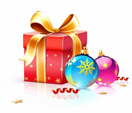 simsearch:400-05695809,k - Vector illustration of funky gift box and cool Christmas decorations Stock Photo - Budget Royalty-Free & Subscription, Code: 400-05678218