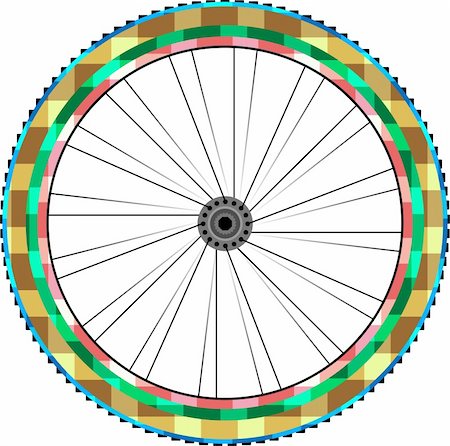 spokes - Front wheel of a mountain bike isolated on white vector Foto de stock - Super Valor sin royalties y Suscripción, Código: 400-05678346