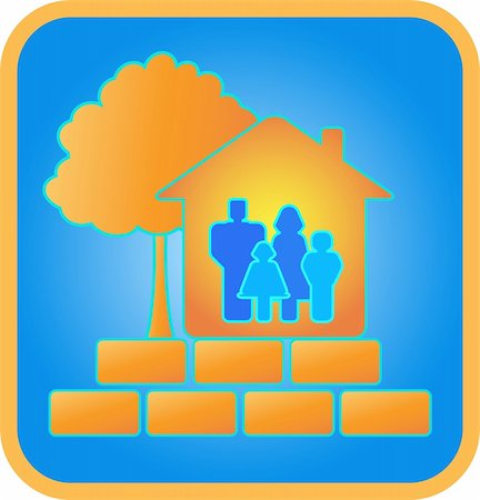 simsearch:400-05366796,k - sign family in house, bricks and tree Stock Photo - Budget Royalty-Free & Subscription, Code: 400-05678622
