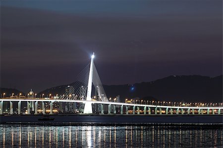 simsearch:400-05315269,k - Kong sham highway bridge at night Photographie de stock - Aubaine LD & Abonnement, Code: 400-05679056