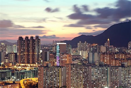 sunset in hongkong downtown Stock Photo - Budget Royalty-Free & Subscription, Code: 400-05679075