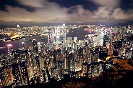 simsearch:400-05889565,k - Hong Kong at night Foto de stock - Royalty-Free Super Valor e Assinatura, Número: 400-05679164