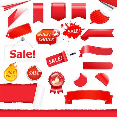 scrolled up paper - Red Ribbons Set, Isolated On White Background, Vector Illustration Stock Photo - Budget Royalty-Free & Subscription, Code: 400-05679248