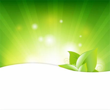 Green Background With Beams And Leaves, Vector Illustration Fotografie stock - Microstock e Abbonamento, Codice: 400-05679241