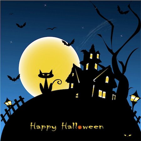 dead cat - halloween background vector illustration Stock Photo - Budget Royalty-Free & Subscription, Code: 400-05670189