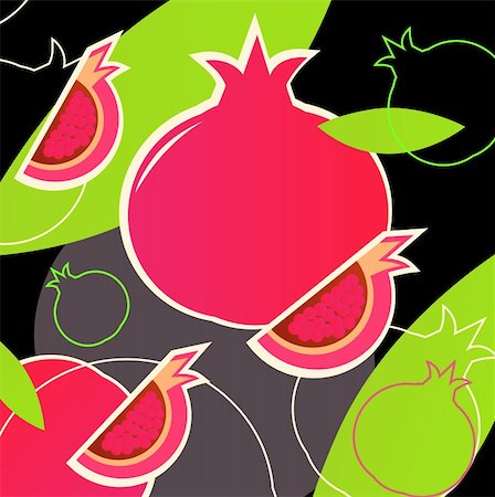 Fresh Pomegranate texture. Retro vector Background or texture. Stock Photo - Budget Royalty-Free & Subscription, Code: 400-05670227