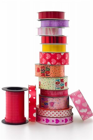 simsearch:400-07291890,k - Stack of colorful ribbon collection isolated on white background Foto de stock - Super Valor sin royalties y Suscripción, Código: 400-05670221