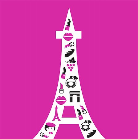 stylized paris - Vibrant Paris Tower in retro style. Vector Illustration. Stock Photo - Budget Royalty-Free & Subscription, Code: 400-05670223