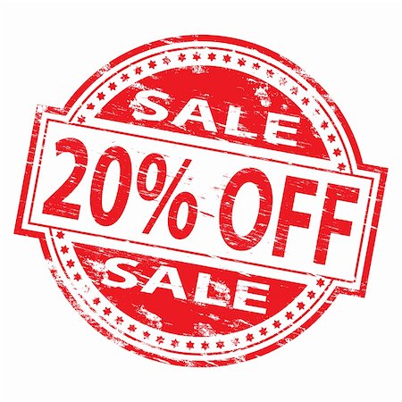 reduced sign in a shop - Rubber stamp illustration showing "SALE, 20 PERCENT OFF" text. Also available as a Vector in Adobe illustrator EPS format, compressed in a zip file Stock Photo - Budget Royalty-Free & Subscription, Code: 400-05670274