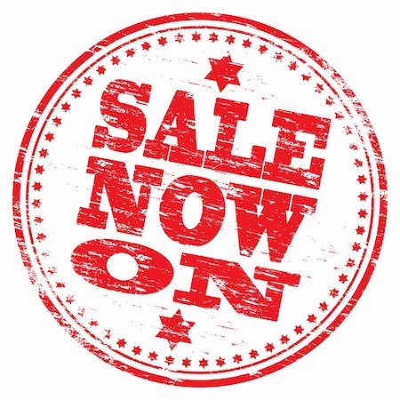 reduced sign in a shop - Rubber stamp illustration showing "SALE NOW ON" text. Also available as a Vector in Adobe illustrator EPS format, compressed in a zip file Stock Photo - Budget Royalty-Free & Subscription, Code: 400-05670419
