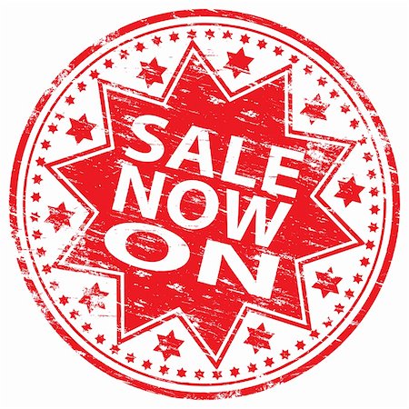 reduced sign in a shop - Rubber stamp illustration showing "SALE NOW ON" text. Also available as a Vector in Adobe illustrator EPS format, compressed in a zip file Stock Photo - Budget Royalty-Free & Subscription, Code: 400-05670421