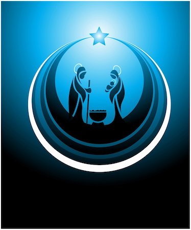 simsearch:400-07056521,k - Icon depicting the nativity scene in blue Foto de stock - Royalty-Free Super Valor e Assinatura, Número: 400-05670965