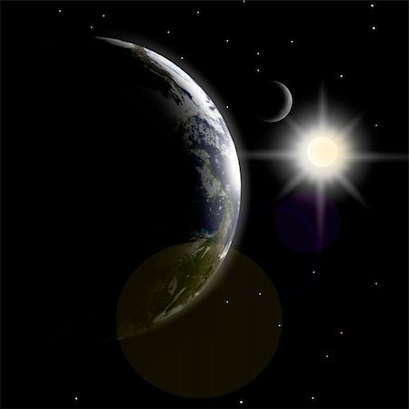 simsearch:400-05150740,k - Earth, moon and sunlight Photographie de stock - Aubaine LD & Abonnement, Code: 400-05671485