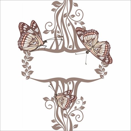 simsearch:400-05887739,k - vector floral frame with butterflies Stock Photo - Budget Royalty-Free & Subscription, Code: 400-05671680