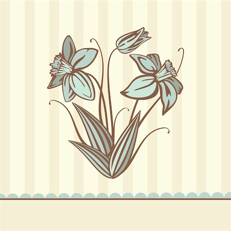 simsearch:400-05671597,k - retro flower card, vector illustration Photographie de stock - Aubaine LD & Abonnement, Code: 400-05671715