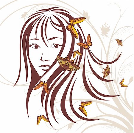 simsearch:400-05887739,k - girl with butterflies, vector illustration Stock Photo - Budget Royalty-Free & Subscription, Code: 400-05671803