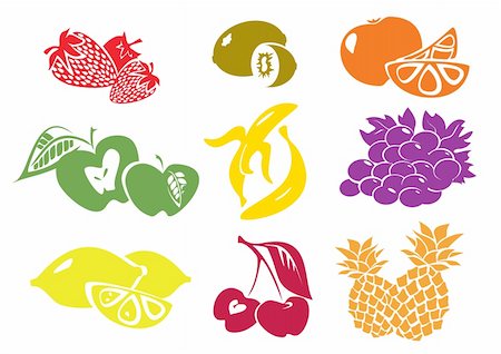 icon set of various fruit Photographie de stock - Aubaine LD & Abonnement, Code: 400-05671812