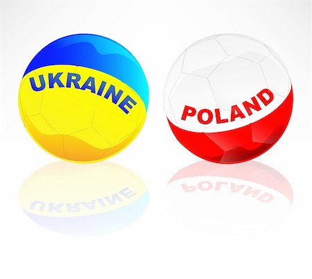 simsearch:400-06527636,k - Two soccer balls with Ukraine and Poland flags isolated on white Foto de stock - Royalty-Free Super Valor e Assinatura, Número: 400-05671975