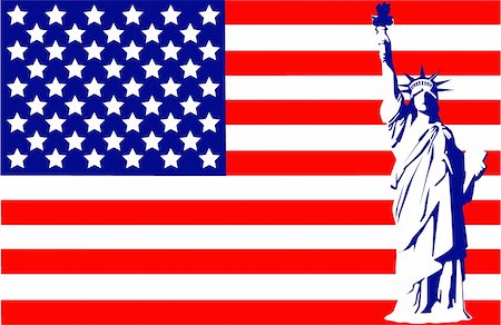 silhouette torch - Statue of Liberty on the flag USA Stock Photo - Budget Royalty-Free & Subscription, Code: 400-05671997