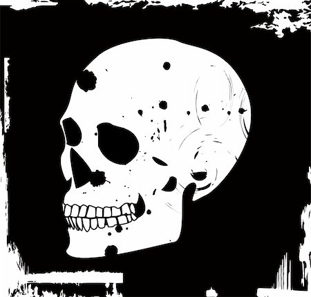 skeletal head drawing - grunge vector skull Stock Photo - Budget Royalty-Free & Subscription, Code: 400-05671990