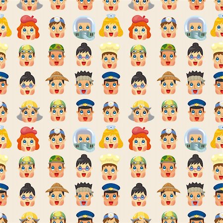 police cartoon characters - cartoon people job face seamless pattern Stock Photo - Budget Royalty-Free & Subscription, Code: 400-05672176