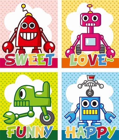 simsearch:400-04333195,k - cartoon robot card Foto de stock - Super Valor sin royalties y Suscripción, Código: 400-05672178