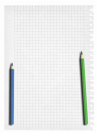 simsearch:400-06568755,k - squared paper and two pencils on white background Stock Photo - Budget Royalty-Free & Subscription, Code: 400-05672353