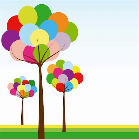 Abstract springtime rainbow color tree on green white background Foto de stock - Super Valor sin royalties y Suscripción, Código: 400-05672737