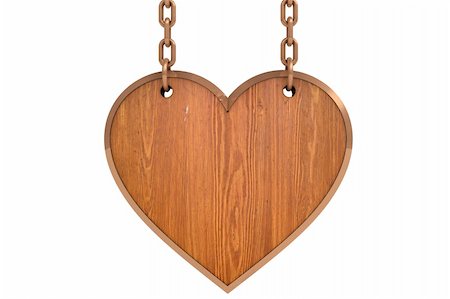 Heart wood sign with chain on white background Stock Photo - Budget Royalty-Free & Subscription, Code: 400-05672787