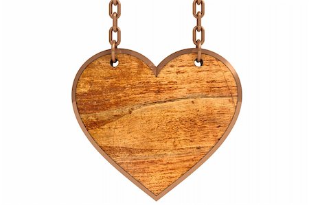 Old wooden heart sign hanging on white background Stock Photo - Budget Royalty-Free & Subscription, Code: 400-05672792