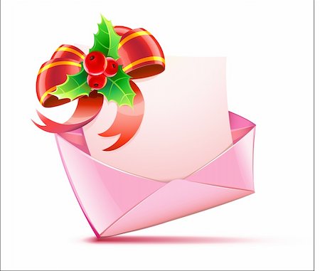 simsearch:400-04320201,k - Vector illustration of open pink envelope containing Christmas card Stock Photo - Budget Royalty-Free & Subscription, Code: 400-05672822