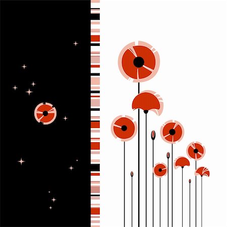 Abstract red poppy on black and white background Stock Photo - Budget Royalty-Free & Subscription, Code: 400-05672848