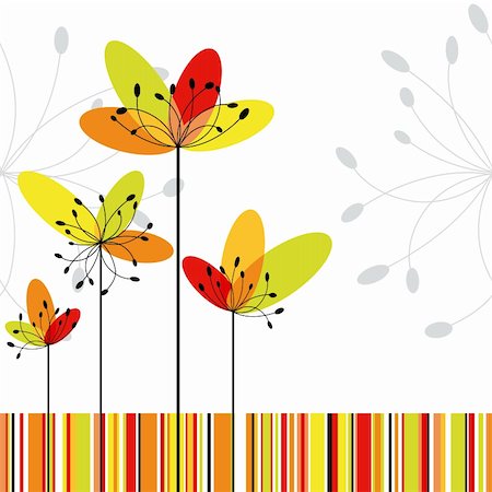 floral vector - Springtime greeting card abstract flower on colorful stripe background Photographie de stock - Aubaine LD & Abonnement, Code: 400-05672842