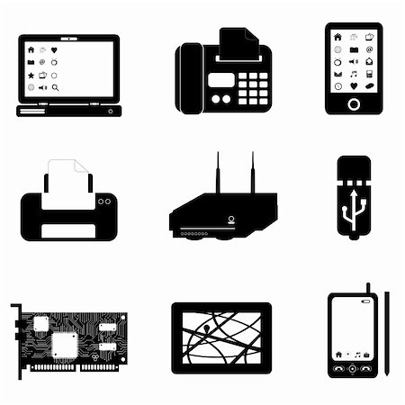 drawing plug - Computer and technology objects on white Stock Photo - Budget Royalty-Free & Subscription, Code: 400-05672870