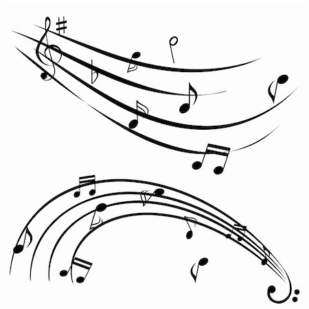 swirling music sheet - Music notes on white background Stock Photo - Budget Royalty-Free & Subscription, Code: 400-05672873