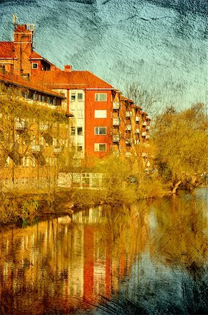 The island Reimersholme in Stockholm, Sweden in a grunge version. Stock Photo - Budget Royalty-Free & Subscription, Code: 400-05672985