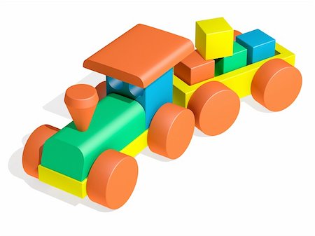 The three-dimensional image of a toy train on a white background Fotografie stock - Microstock e Abbonamento, Codice: 400-05673091