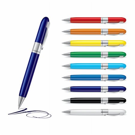 pen vector - Vector illustration of set colorfull pens Stock Photo - Budget Royalty-Free & Subscription, Code: 400-05673157